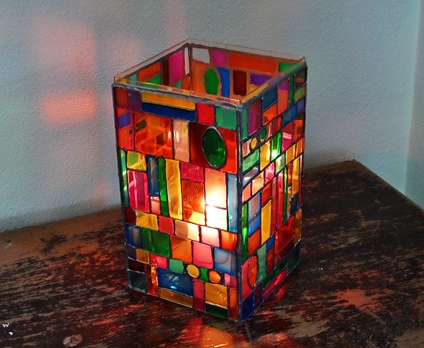 Faux Stained Glass Mosaic Luminary by @amandaformaro - Crafts by Amanda