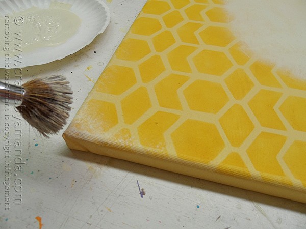 Vintage French Bee & Wreath on a Honeycomb Canvas by @amandaformaro CraftsbyAmanda