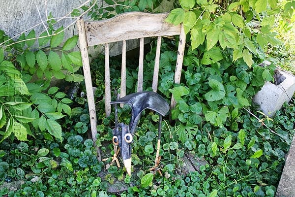 crow made from an old shovel