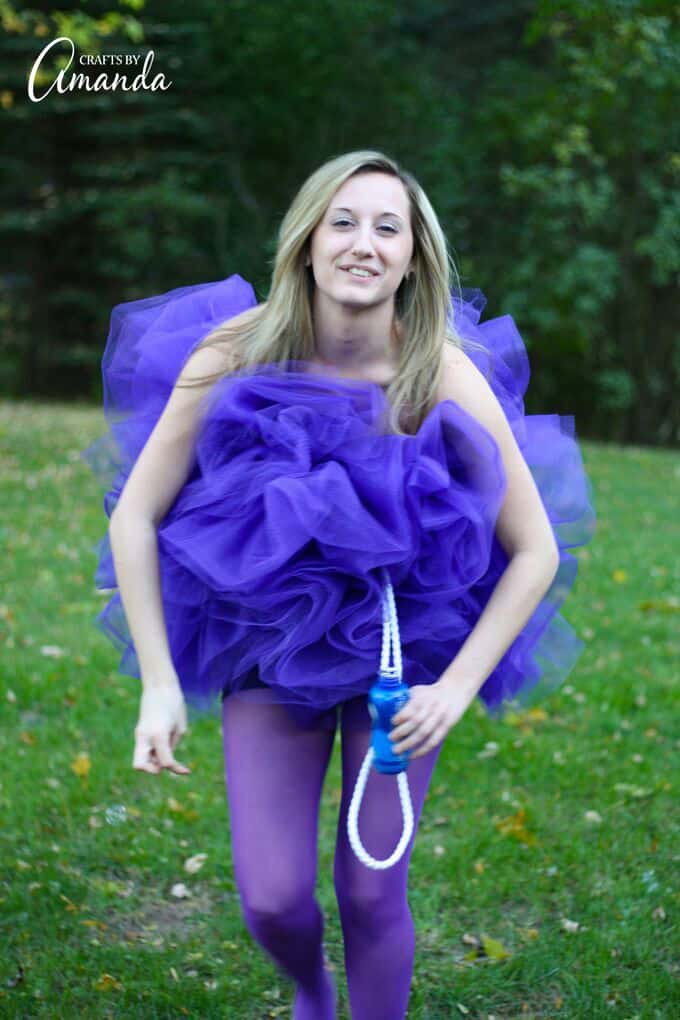 Shower pouf costume laughing
