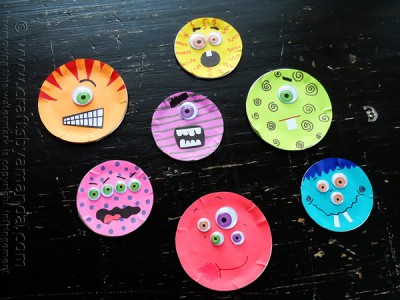 Canning Lid Monster Craft - Crafts by Amanda