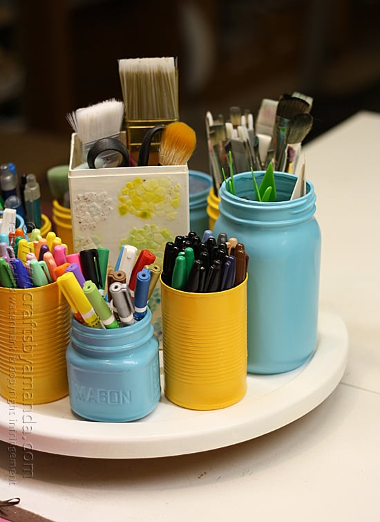 Craft Room Lazy Susan Makeover @amandaformaro Crafts by Amanda