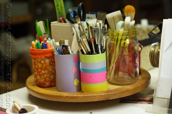 Craft Room Lazy Susan Makeover @amandaformaro Crafts by Amanda