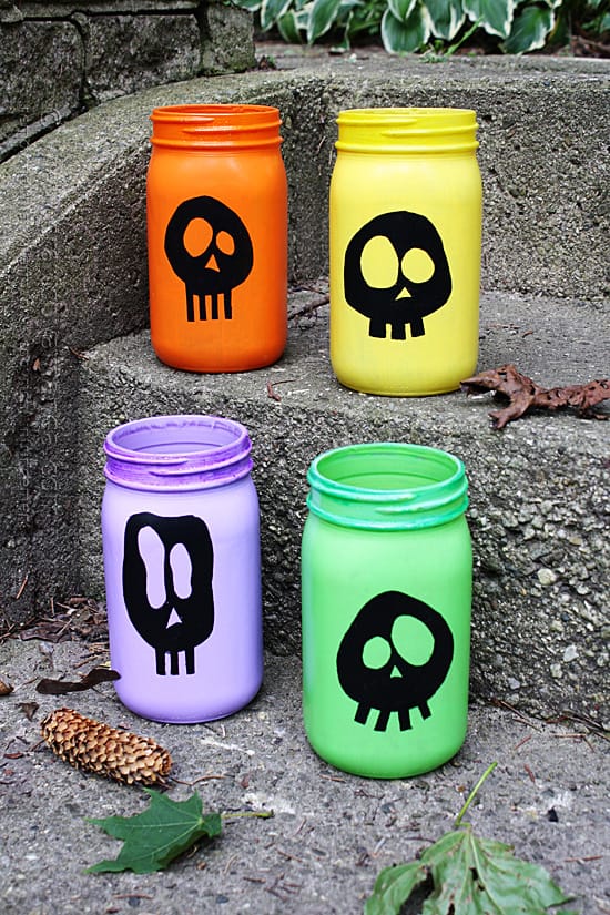 Colorful Skull Luminaries for Halloween @amandaformaro Crafts by Amanda