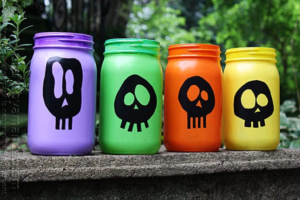 Colorful Skull Luminaries for Halloween @amandaformaro Crafts by Amanda