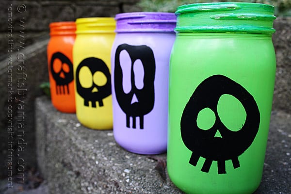 Colorful Skull Luminaries for Halloween @amandaformaro Crafts by Amanda