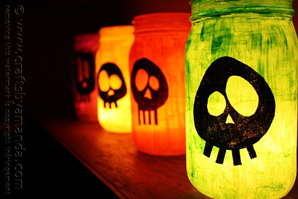 Colorful Skull Luminaries for Halloween @amandaformaro Crafts by Amanda