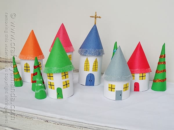 Cardboard Tube Christmas Village by @amandaformaro Crafts by Amanda