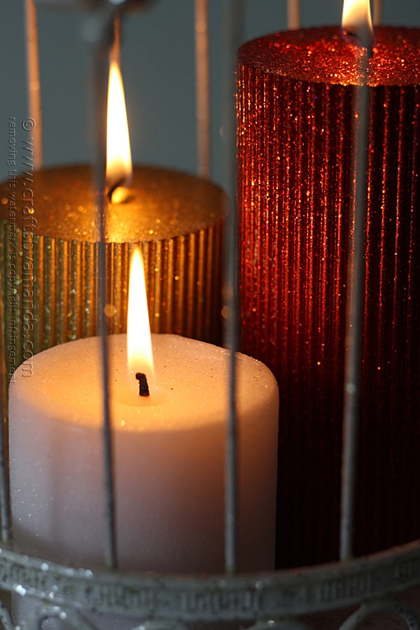 Glitter Candles in a Bird Cage @amandaformaro Crafts by Amanda