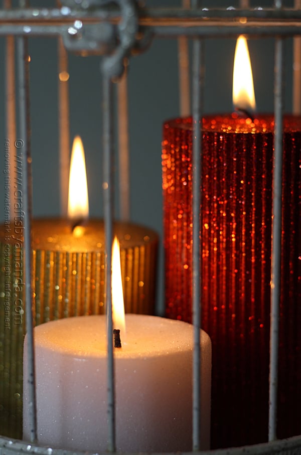 Glitter Candles in a Bird Cage @amandaformaro Crafts by Amanda