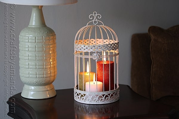 Glitter Candles in a Bird Cage @amandaformaro Crafts by Amanda