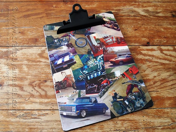 photo collage clipboard with cars and motorcycles