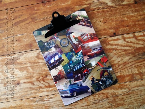 cars and motorcycle mod podge clipboard