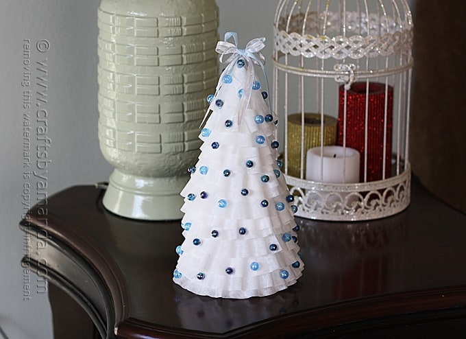 White and Blue Coffee Filter Tree - Amanda Formaro, Crafts by Amanda