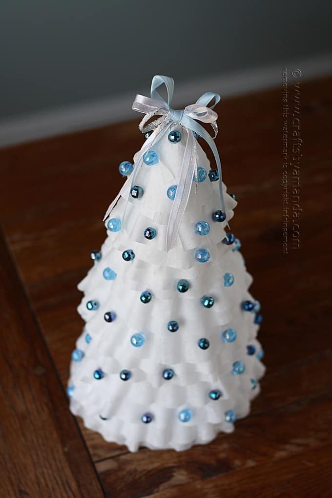 White and Blue Coffee Filter Tree - Amanda Formaro, Crafts by Amanda