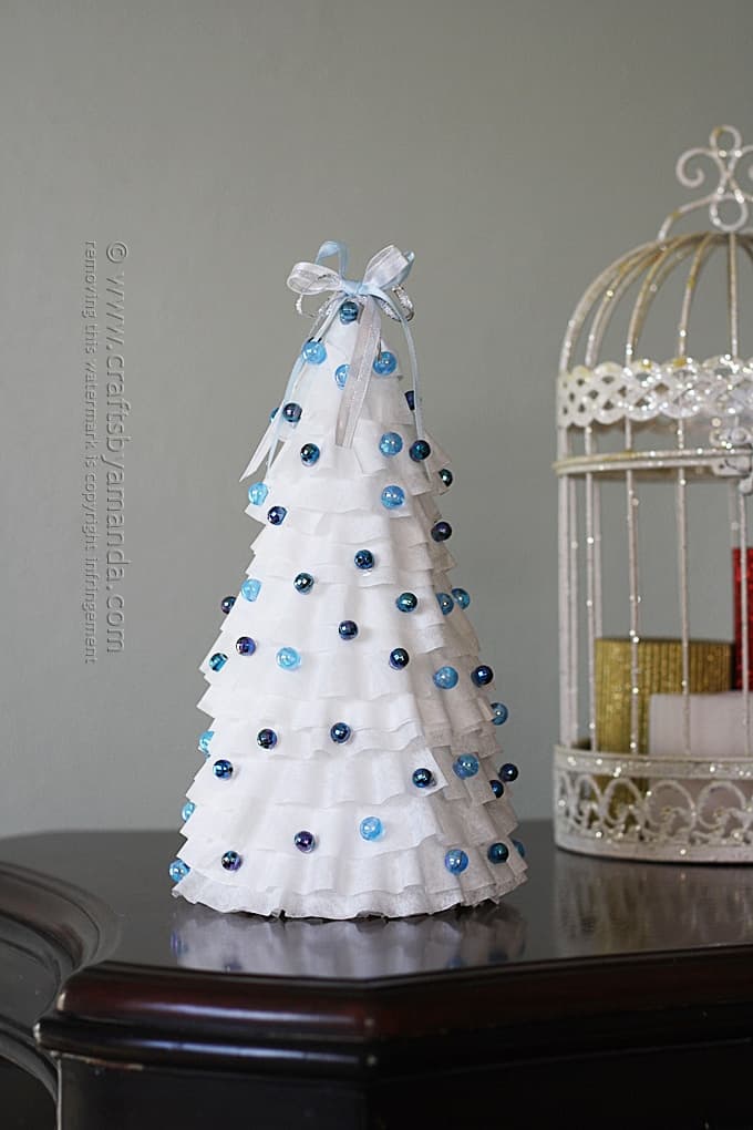 White and Blue Coffee Filter Tree - Amanda Formaro, Crafts by Amanda