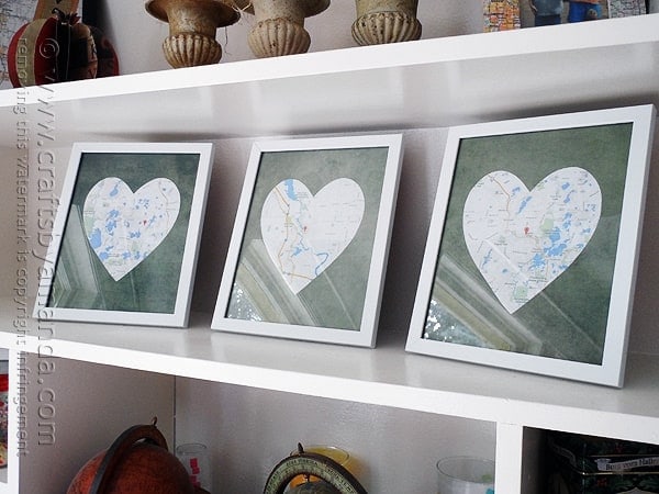 Framed Heart Maps @amandaformaro Crafts by Amanda