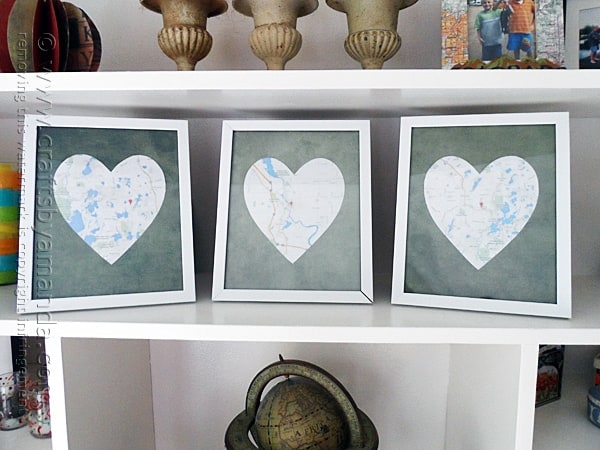 Framed Heart Maps @amandaformaro Crafts by Amanda