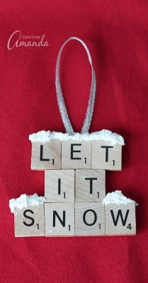 let it snow scrabble tile ornament vertical