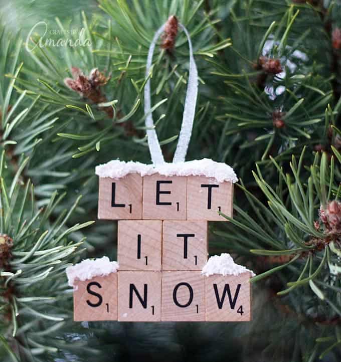 Scrabble Tile Ornament Let It Snow