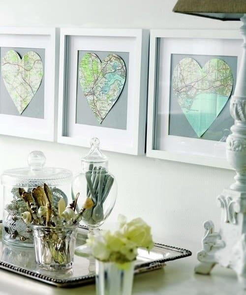 Framed Heart Maps @amandaformaro Crafts by Amanda