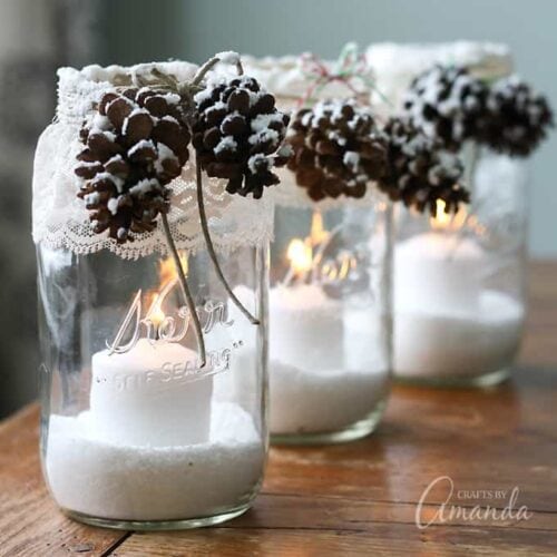 Winter Luminaries: Snowy Pinecone Candle Jars - Crafts by Amanda ...