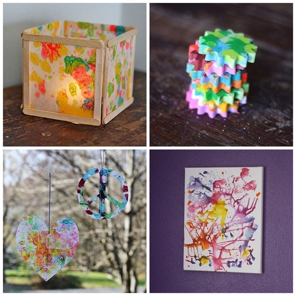 4 Ways to Recycle Broken Crayons @amandaformaro Crafts by Amanda