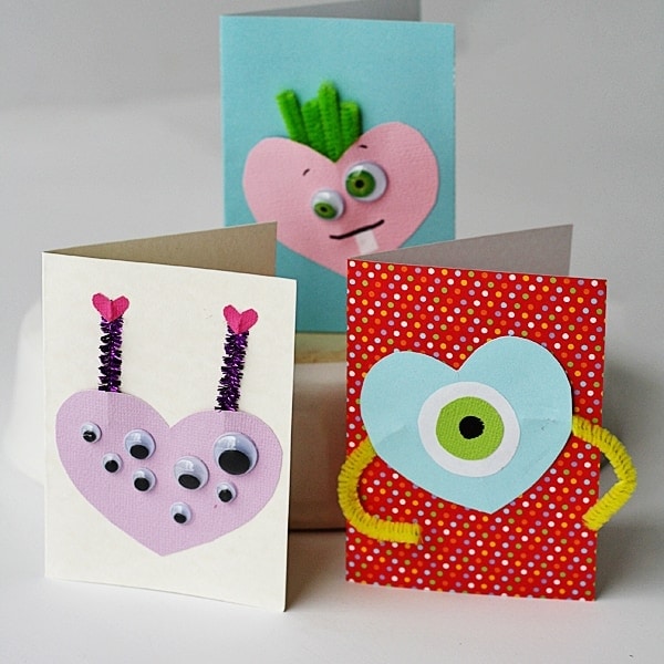 DIY Girly Monster Card Making Kit for Kids, DIY Teen Beginner Craft Set,  Cardmaking Party Activity Pack, Childrens Greeting Cards, Monsters 