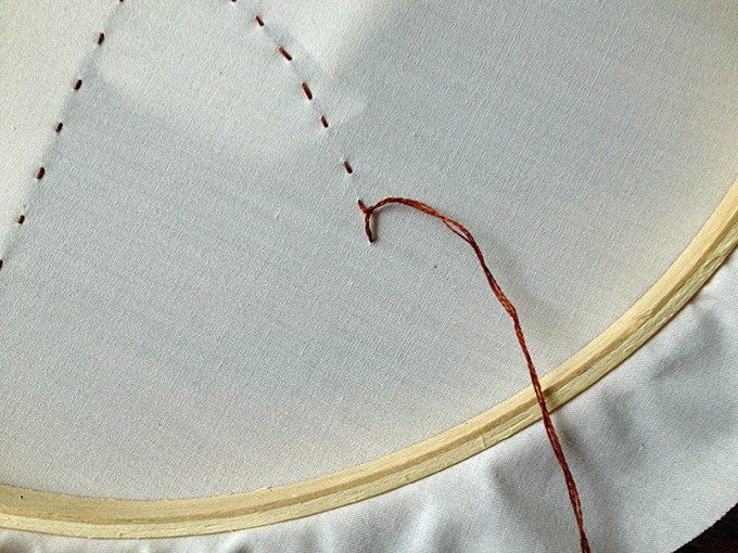 Ending the stitch- snip and tie