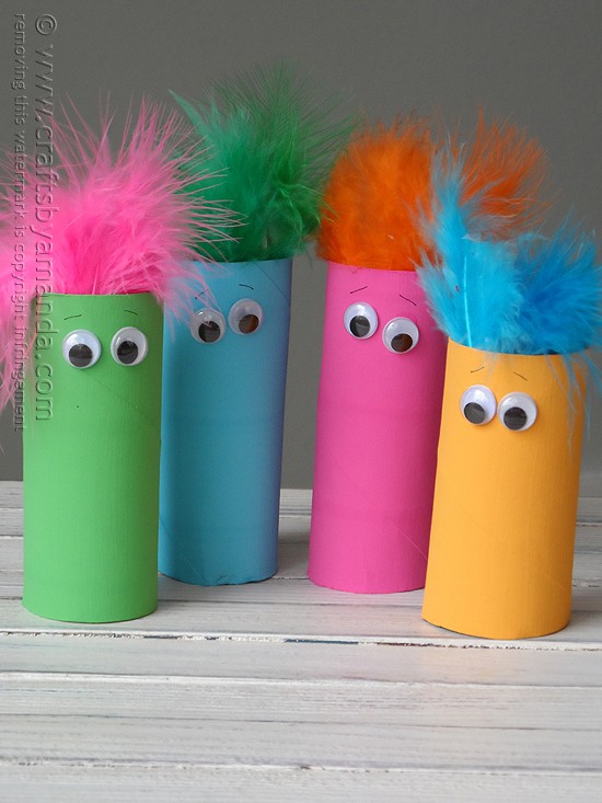 Cardboard Tube Craft: Featherheads - Crafts by Amanda