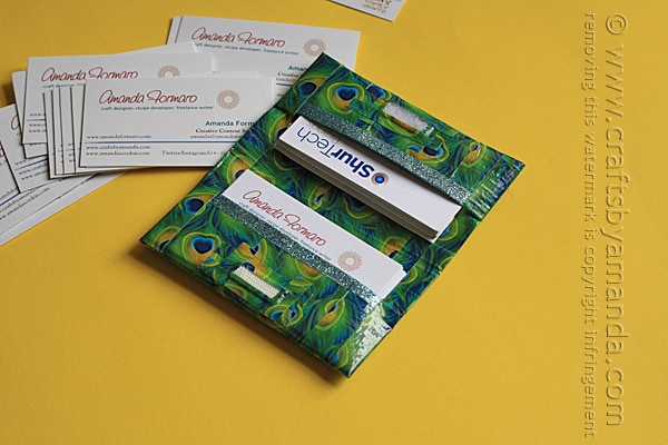Brilliant!! Peacock and glitter Duck tape and a business card holder no less, MUST MAKE.