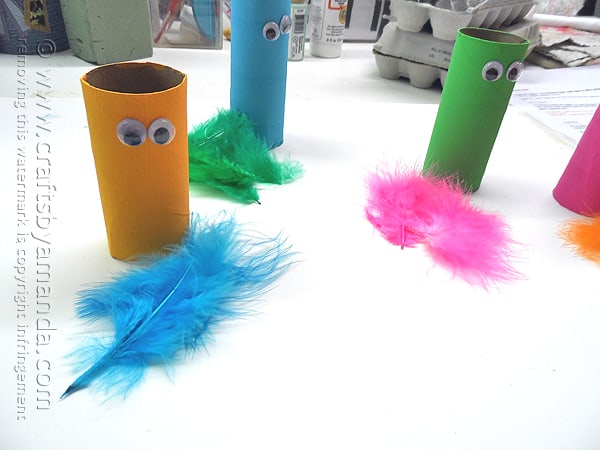 Cardboard Tube Featherheads - Crafts by Amanda @amandaformaro