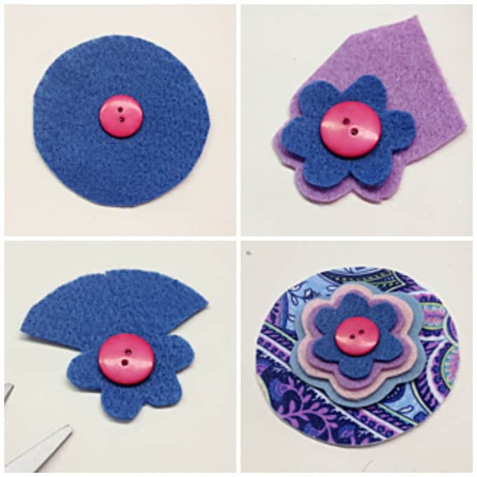 layered felt flower magnets steps