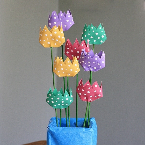 Cardboard Tube Polka Dot Tulips