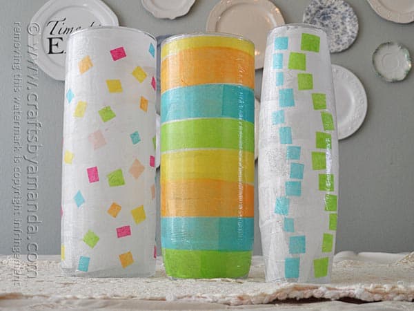 These pretty vases are a great springtime decoupage craft for adults and kids alike!