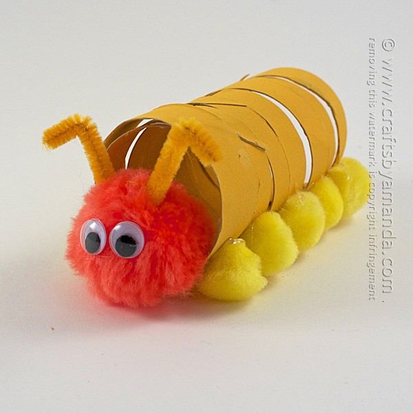 What a cute Coiled Cardboard Tube Caterpillar for the kids to make!