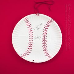 Paper Plate Autographed Baseball Card for Dad by @amandaformaro Crafts by Amanda