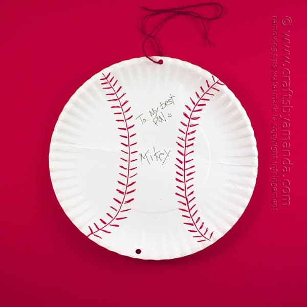 Paper Plate Autographed Baseball Card for Dad by @amandaformaro Crafts by Amanda