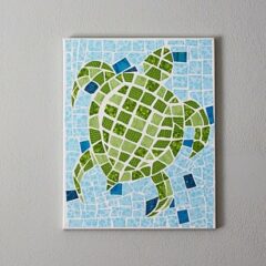Mosaic Turtle Using Fabric and Canvas by Amanda Formaro of Crafts by Amanda