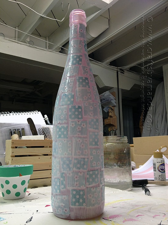 Give the entire wine bottle a coat of Mod Podge