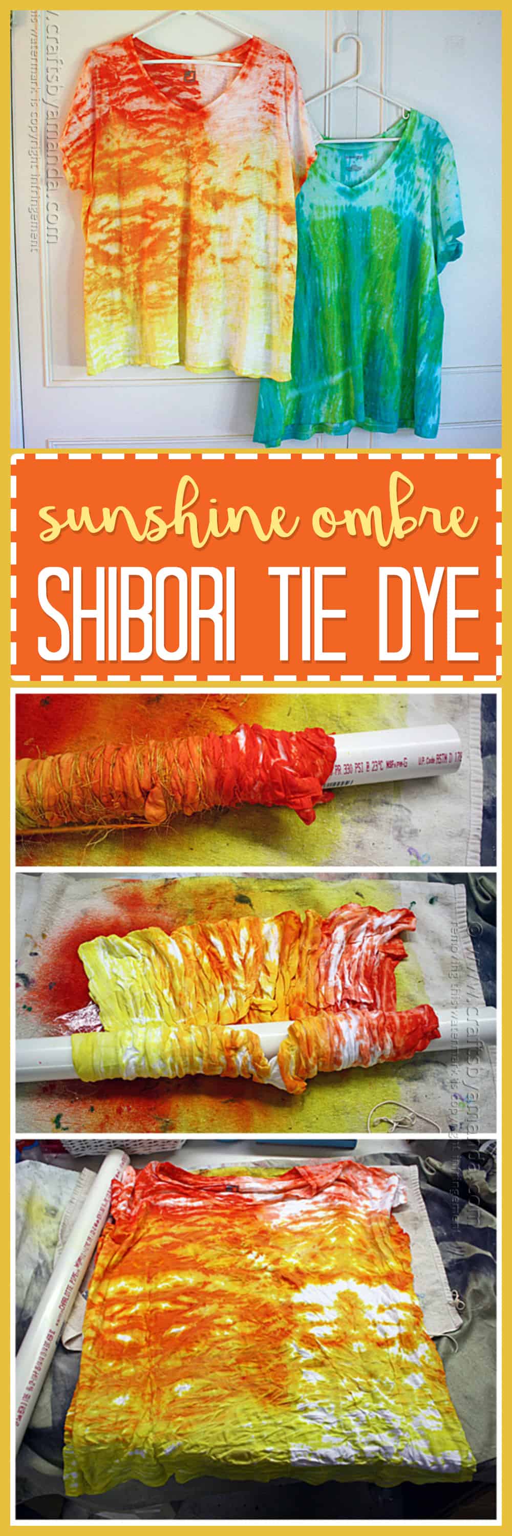 Create a beautiful ombre t-shirt using the Shibori tie dye method!