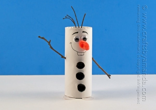 Cardboard Tube Olaf: Snowman from Frozen by Amanda Formaro of Crafts by Amanda