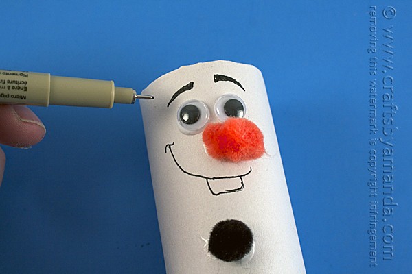 Cardboard Tube Olaf: Snowman from Frozen by Amanda Formaro of Crafts by Amanda