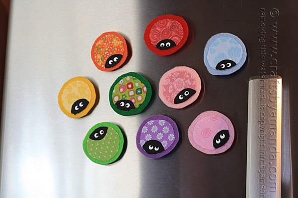 Ladybug Craft: Magnets Made from Fabric Scraps - Crafts by Amanda