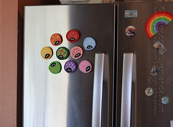ladybug magnets on the fridge