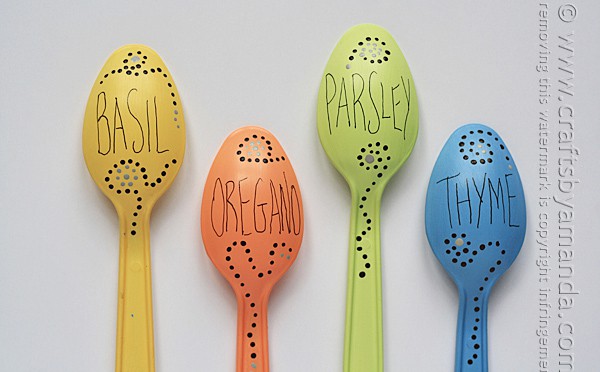 Plastic Spoon Garden Markers by Amanda Formaro of Crafts by Amanda