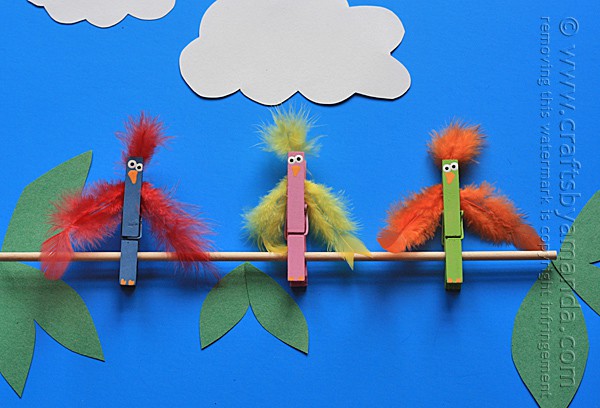 Clothespin Crafts: Birds on a Branch by Amanda Formaro of Crafts by Amanda