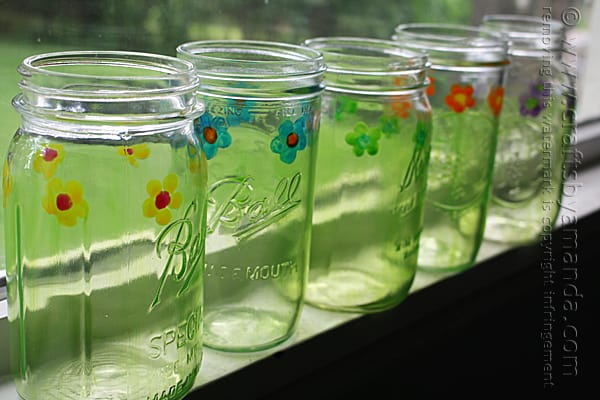 colorful painted mason jar glasses