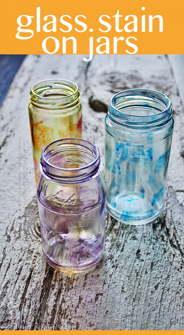 Oh these are beautiful! Painting on Jars with Glass Stain by Amanda Formaro of Crafts by Amanda