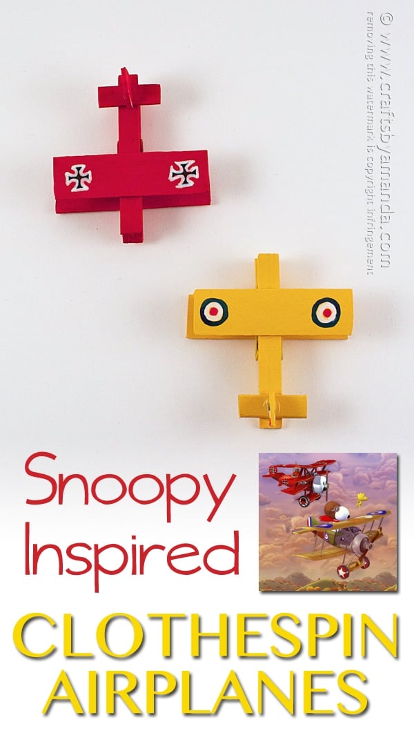 Clothespin Airplanes: Snoopy and the Red Baron - These are so fun!! If you were a Snoopy fan, you will totally GET THIS!